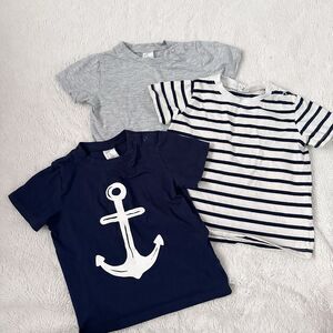 H&M Kids Boys 18 Months Lot Of 3 Tee T Shirts Clothes Blue Gray Anchor